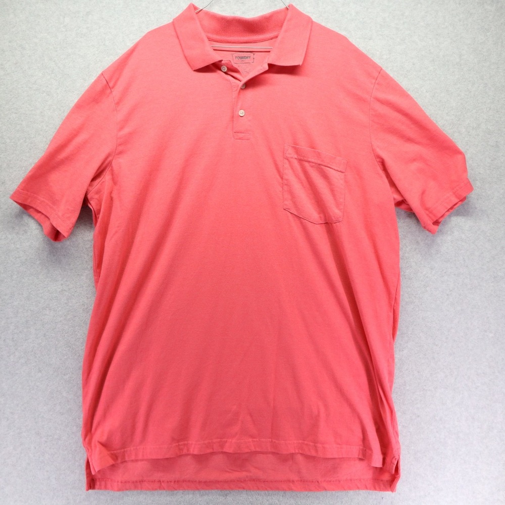 Foundry Supply Polo Shirt Mens 2XLT Tall‎ Golf Casual Pocket Pink Short Sleeve